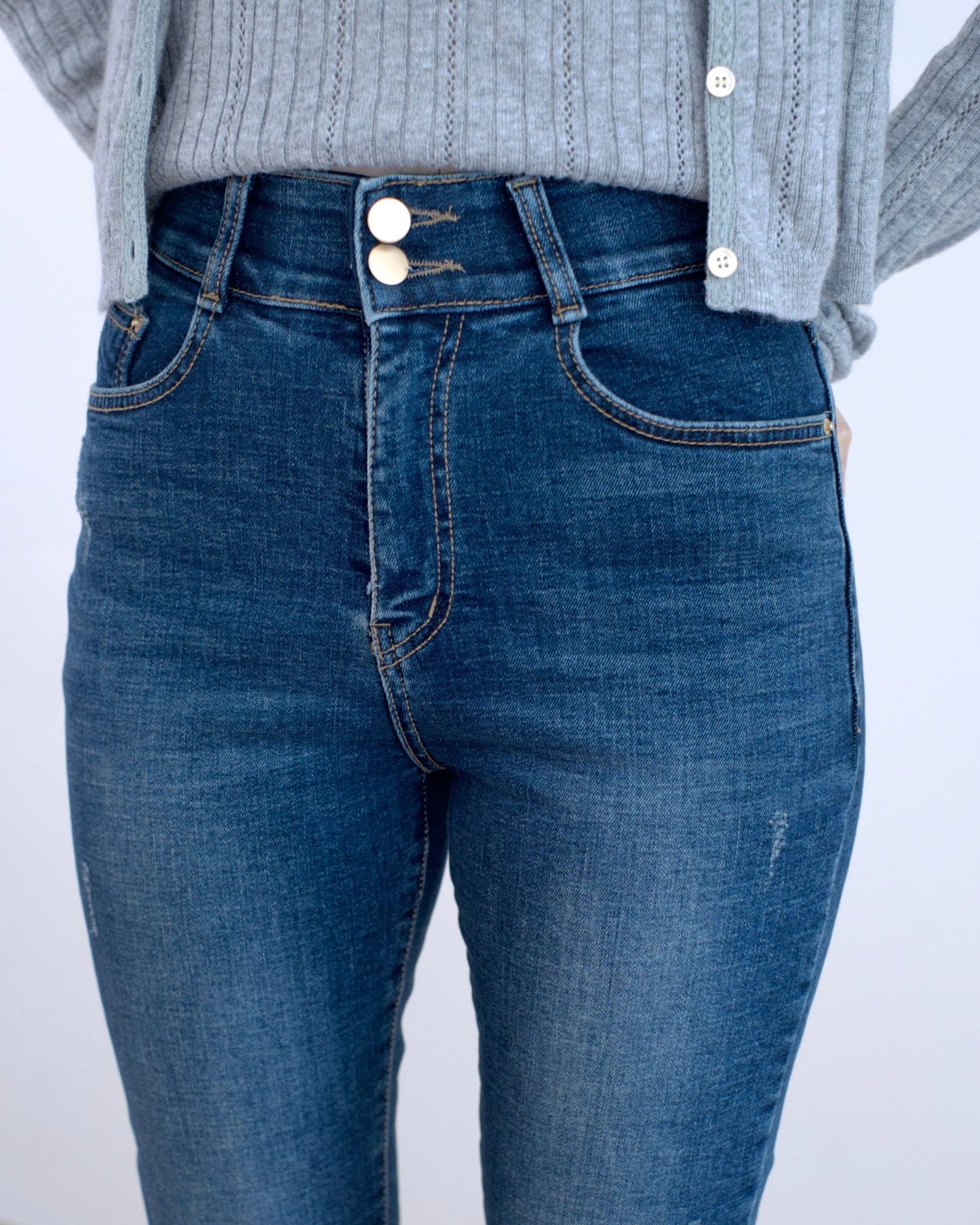 Howluk 絨毛窄腳牛仔褲