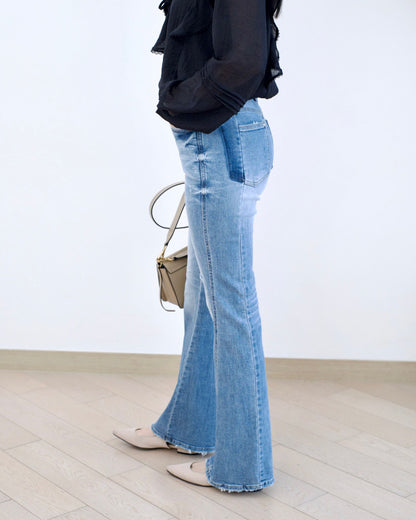 Howluk 併接洗水微喇叭牛仔褲