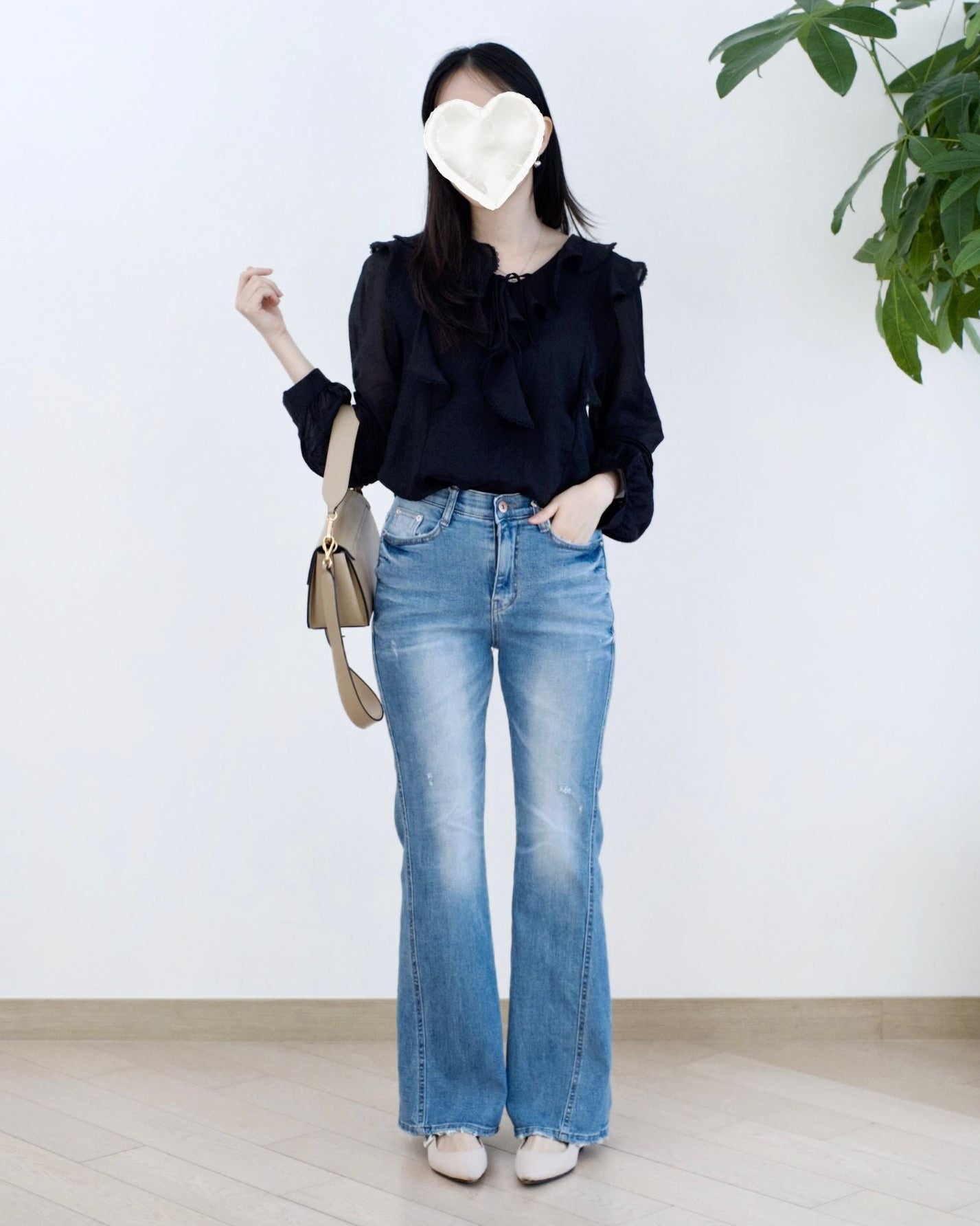 Howluk 併接洗水微喇叭牛仔褲