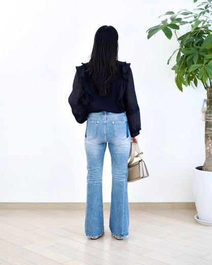 Howluk 併接洗水微喇叭牛仔褲