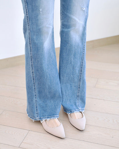 Howluk 併接洗水微喇叭牛仔褲