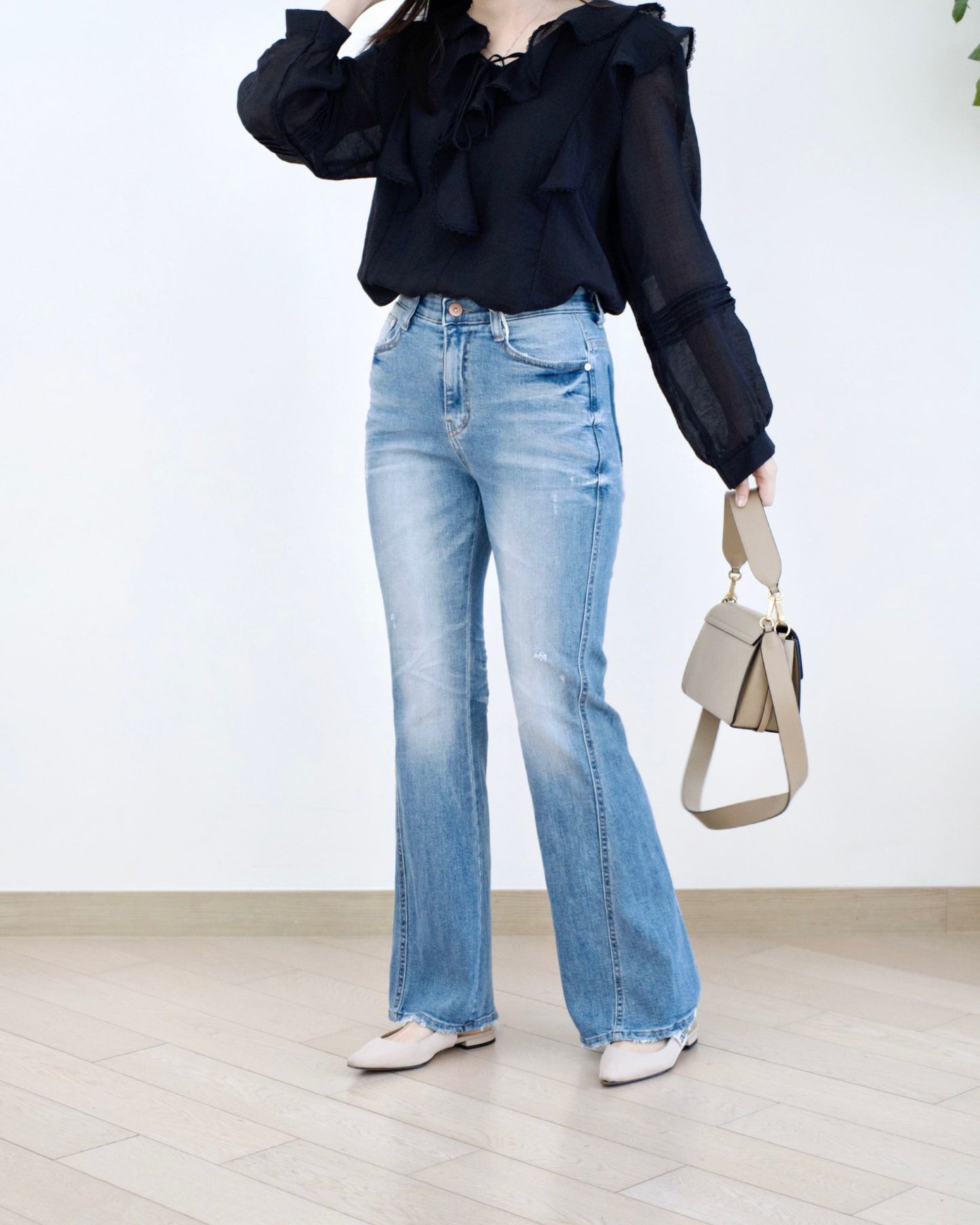 Howluk 併接洗水微喇叭牛仔褲