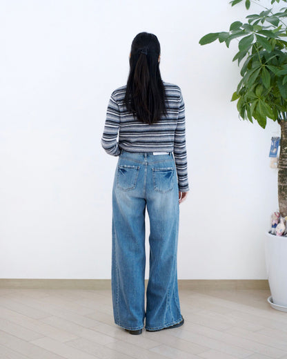 Howluk 側併接車骨闊筒牛仔褲