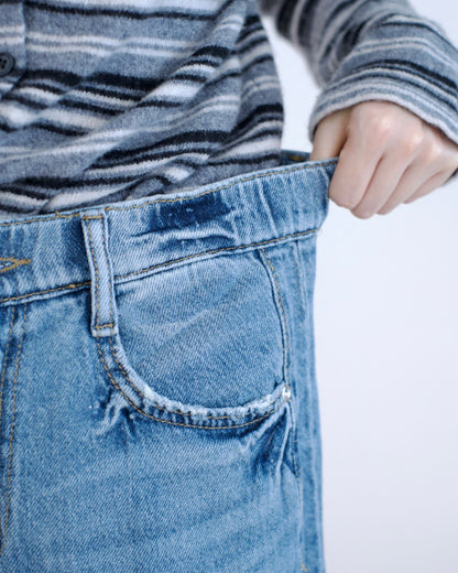 Howluk 側併接車骨闊筒牛仔褲