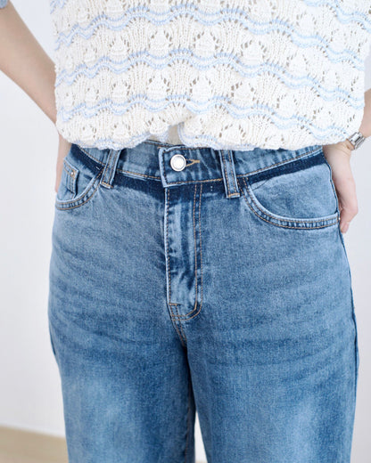 Howluk 撞色洗水闊筒牛仔褲