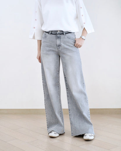 Howluk 撞色洗水闊筒牛仔褲