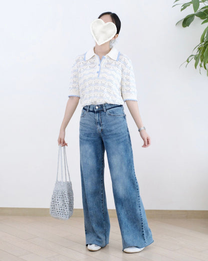 Howluk 撞色洗水闊筒牛仔褲