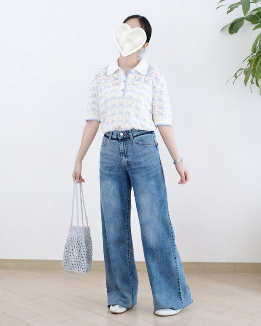 Howluk 撞色洗水闊筒牛仔褲