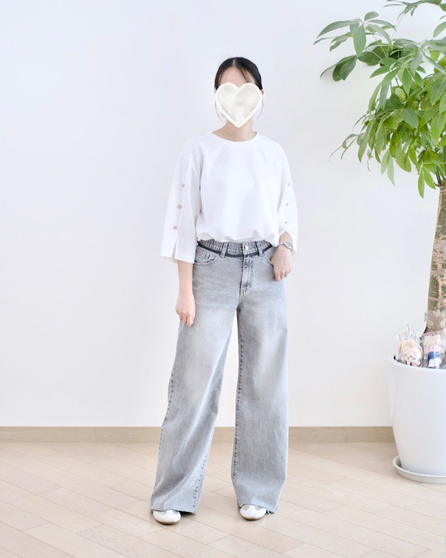 Howluk 撞色洗水闊筒牛仔褲