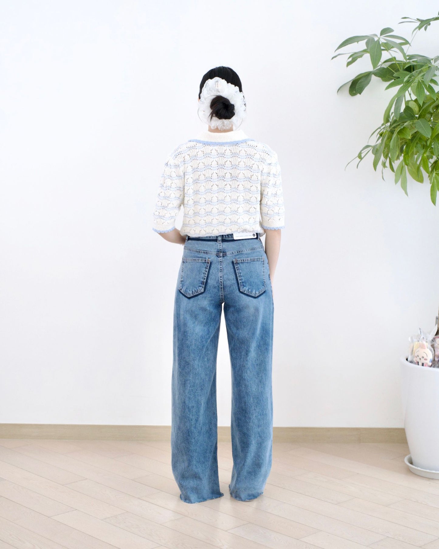 Howluk 撞色洗水闊筒牛仔褲