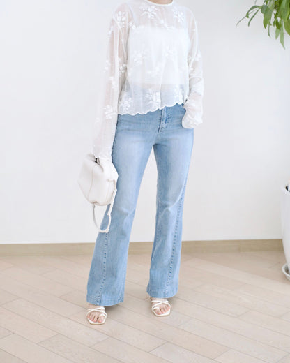 Howluk 車骨洗水微喇叭牛仔褲