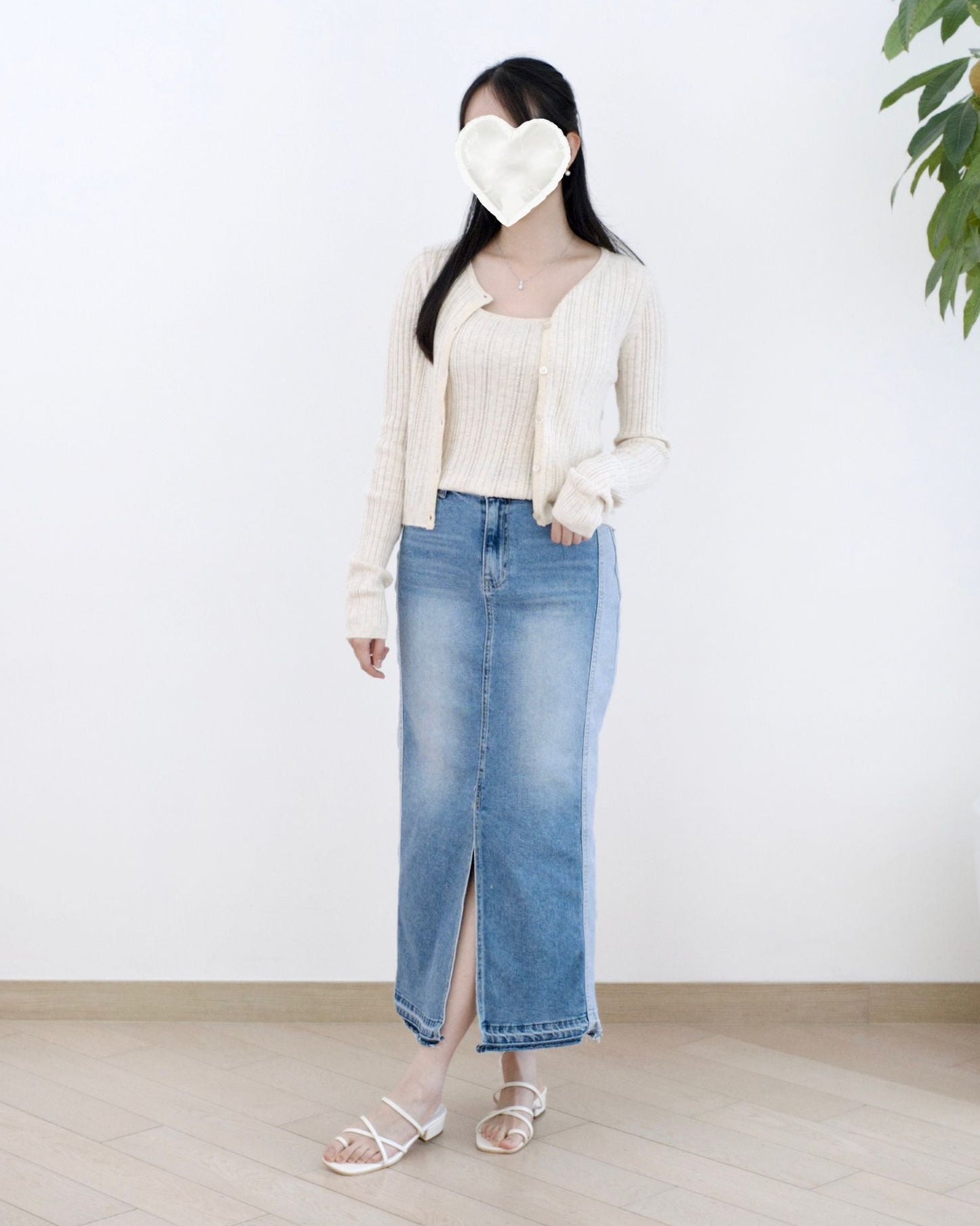 Howluk 併色中長牛仔裙