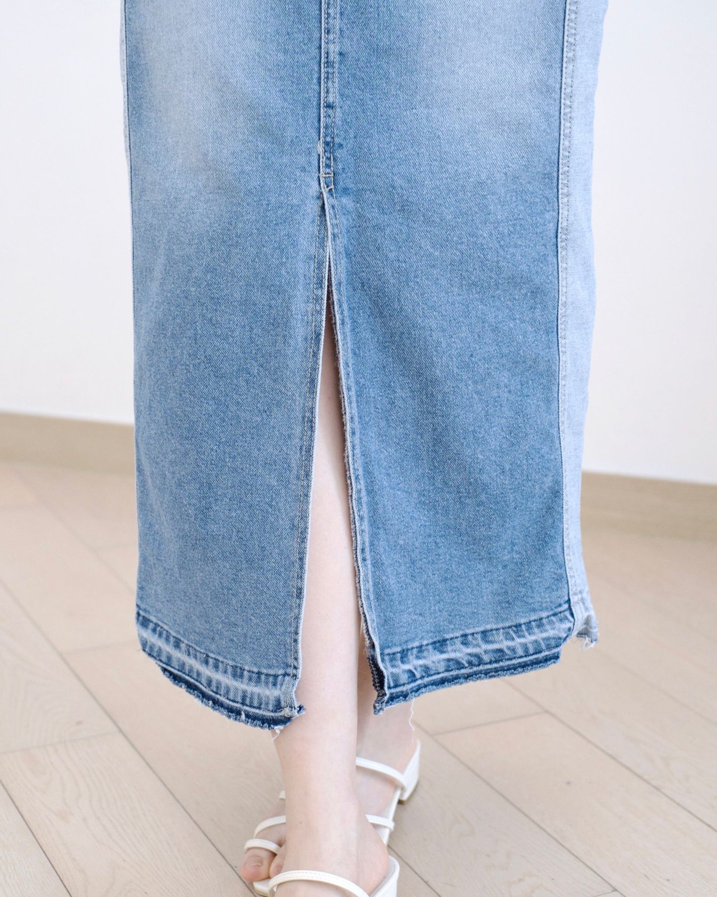 Howluk 併色中長牛仔裙