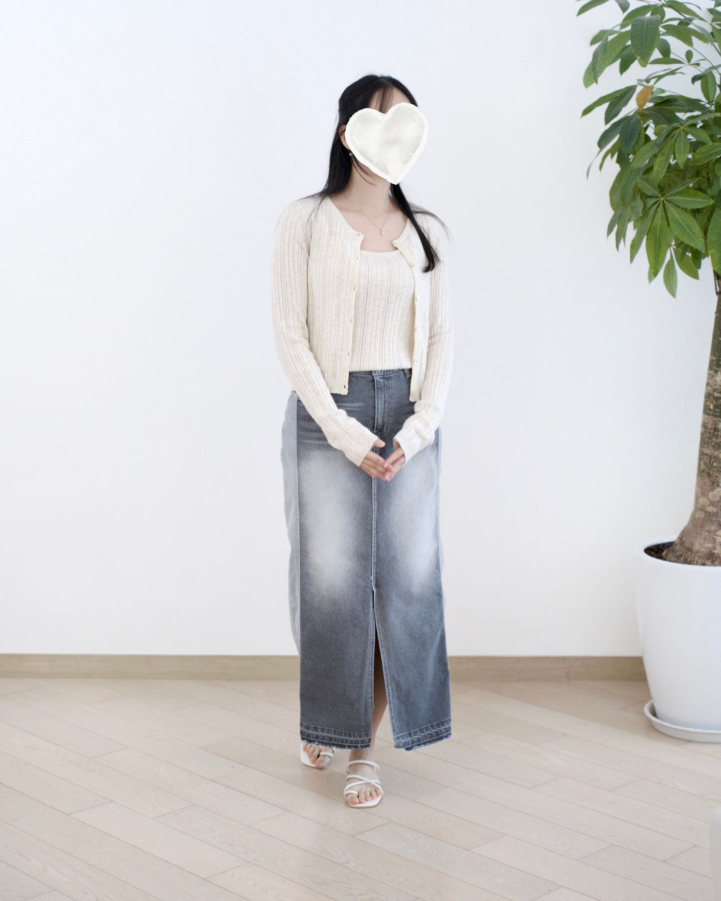 Howluk 併色中長牛仔裙