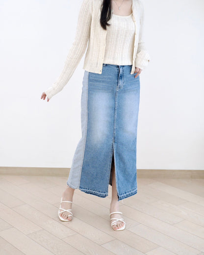 Howluk 併色中長牛仔裙