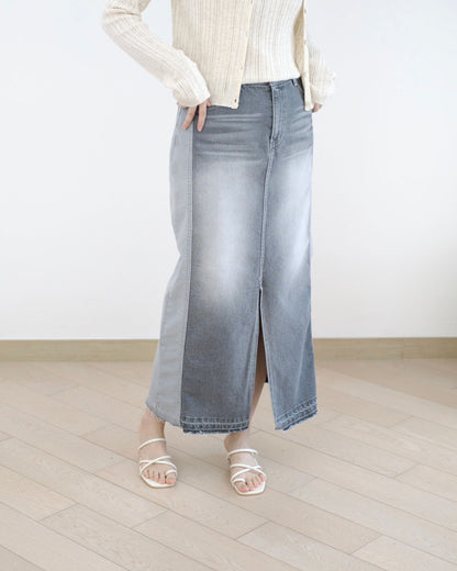 Howluk 併色中長牛仔裙