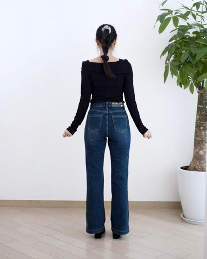 Howluk 洗水絨毛微喇叭牛仔褲