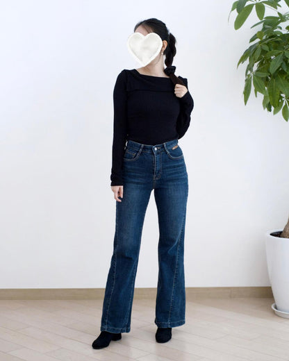 Howluk 洗水絨毛微喇叭牛仔褲