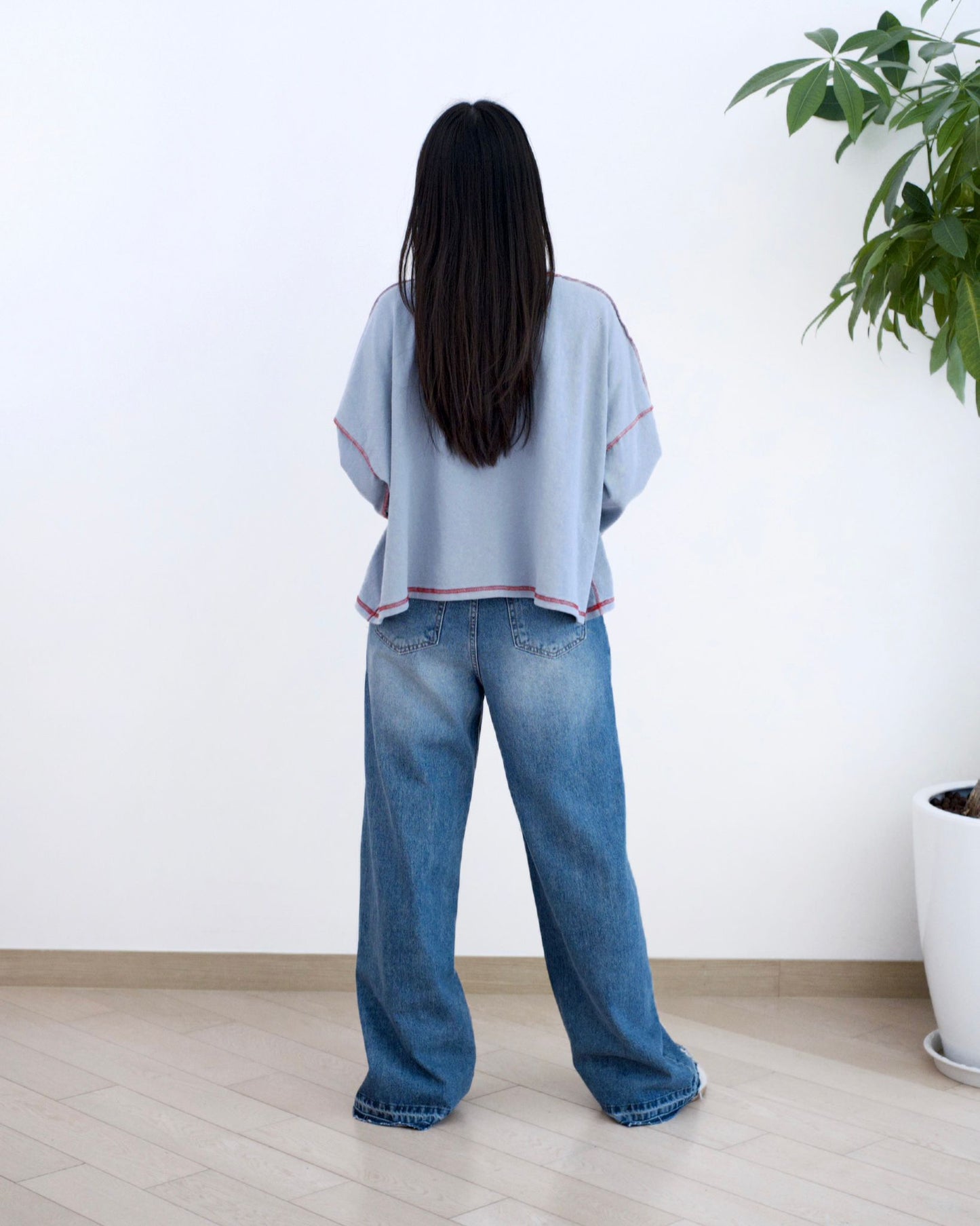 Howluk 綁繩蘇蘇闊筒牛仔褲