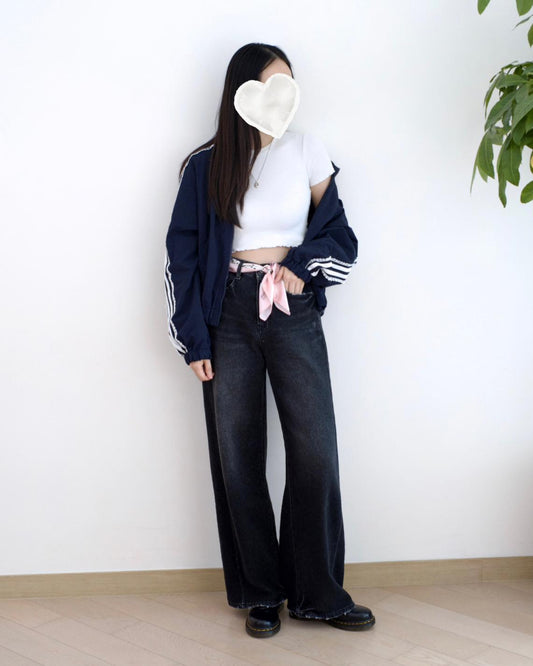 Howluk 拼接闊筒牛仔褲