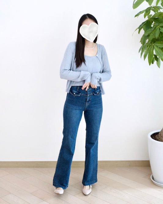 Howluk 小口袋微喇叭牛仔褲