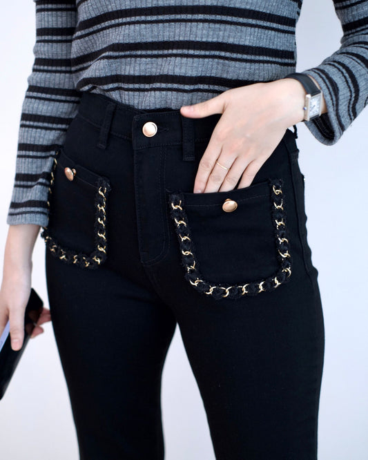 Howluk 小香風牛奶面料喇叭褲