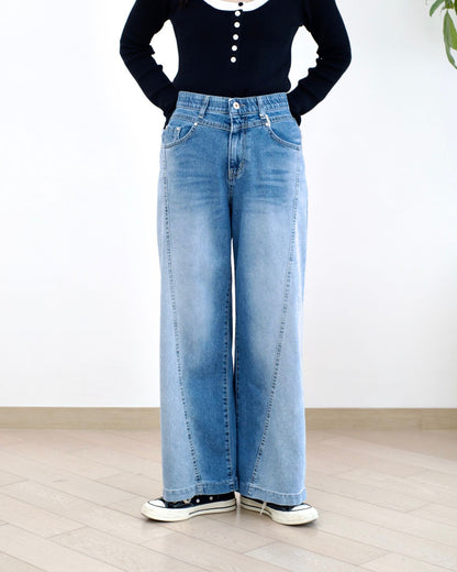 Howluk 小V腰線闊腳牛仔褲