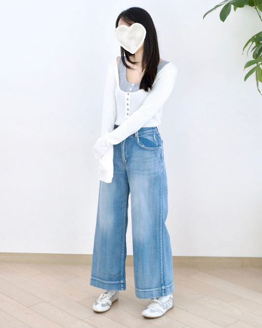 Howluk 高腰九分闊筒牛仔褲