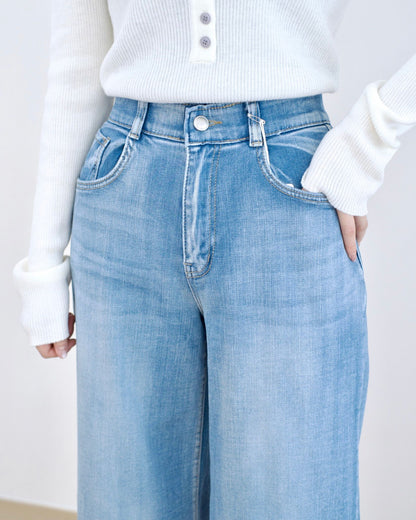 Howluk 高腰九分闊筒牛仔褲