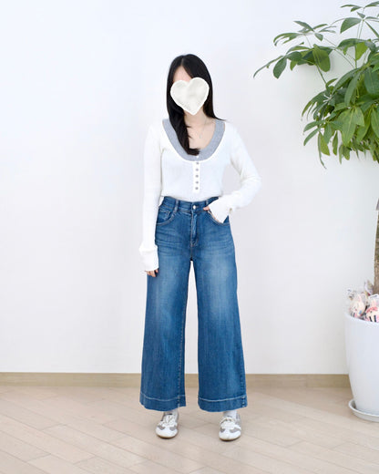 Howluk 高腰九分闊筒牛仔褲