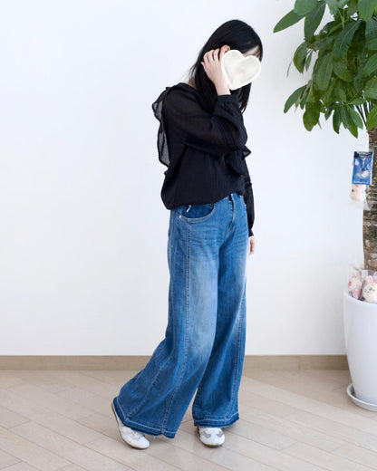 Howluk 洗水併接闊筒牛仔褲