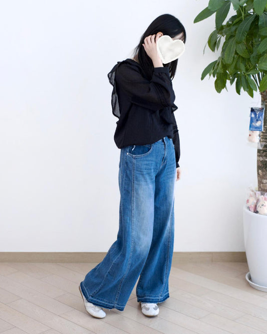 Howluk 洗水併接闊筒牛仔褲