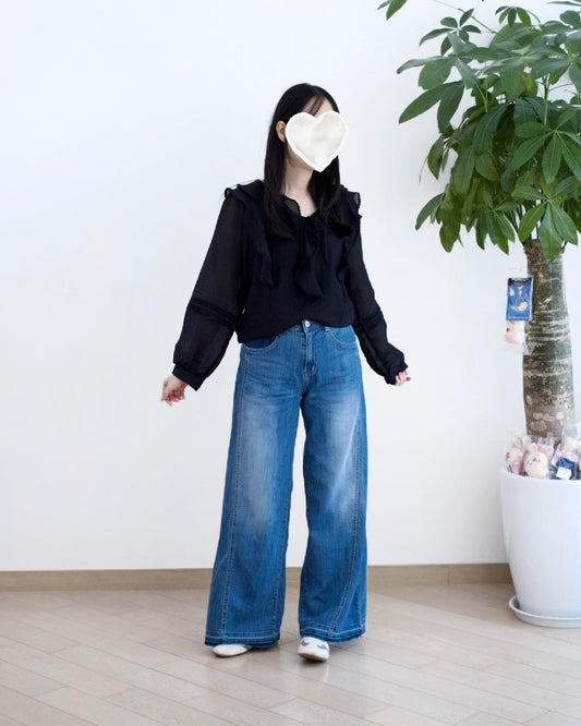 Howluk 洗水併接闊筒牛仔褲