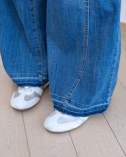 Howluk 洗水併接闊筒牛仔褲