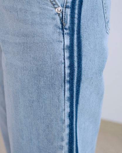 Howluk 併色邊闊筒牛仔褲