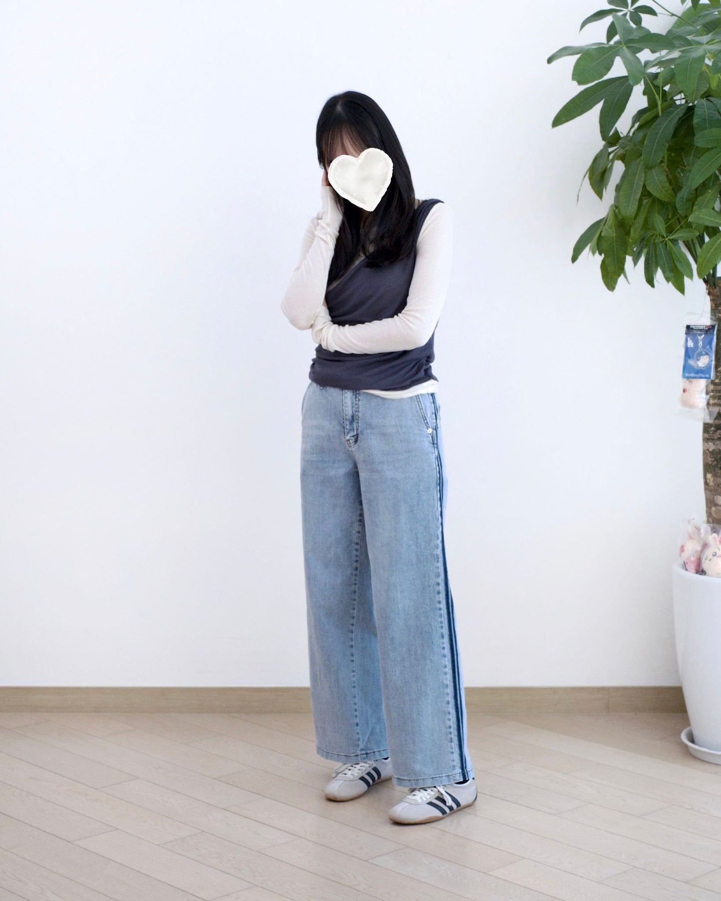 Howluk 併色邊闊筒牛仔褲