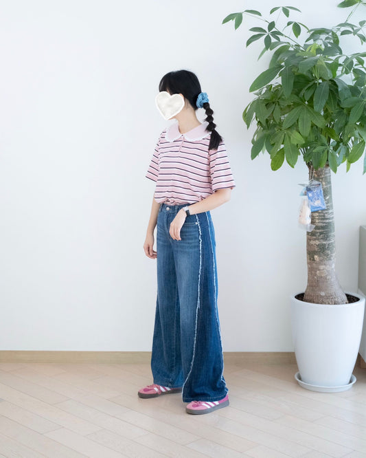 Howluk 兩側拼接蘇蘇闊腳牛仔褲