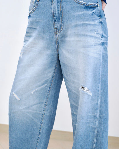 Howluk 微爛洗水闊筒牛仔褲