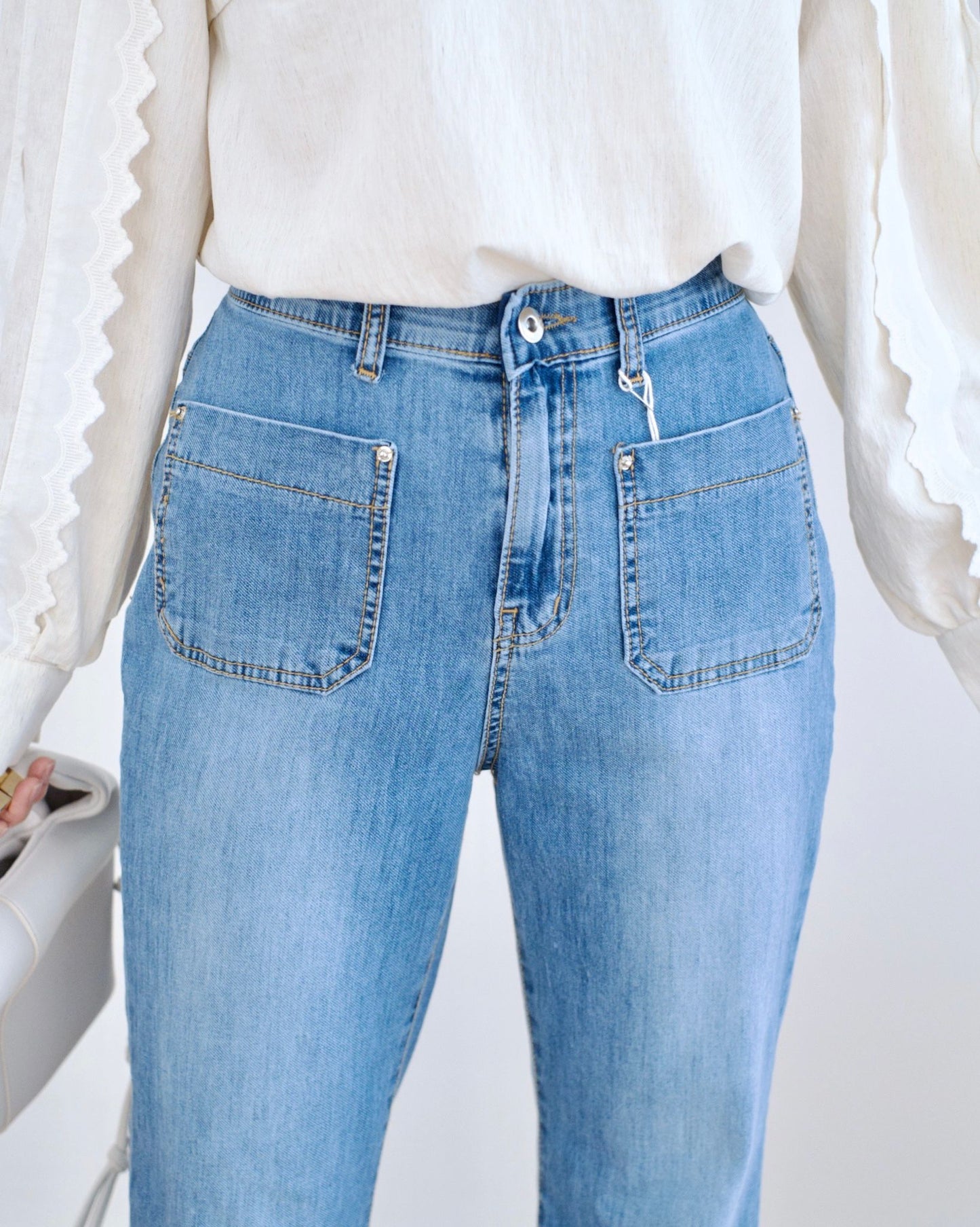 Howluk 冰感口袋微喇叭牛仔褲