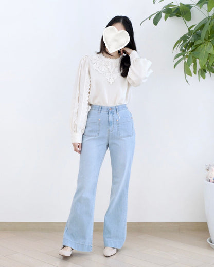 Howluk 冰感口袋微喇叭牛仔褲