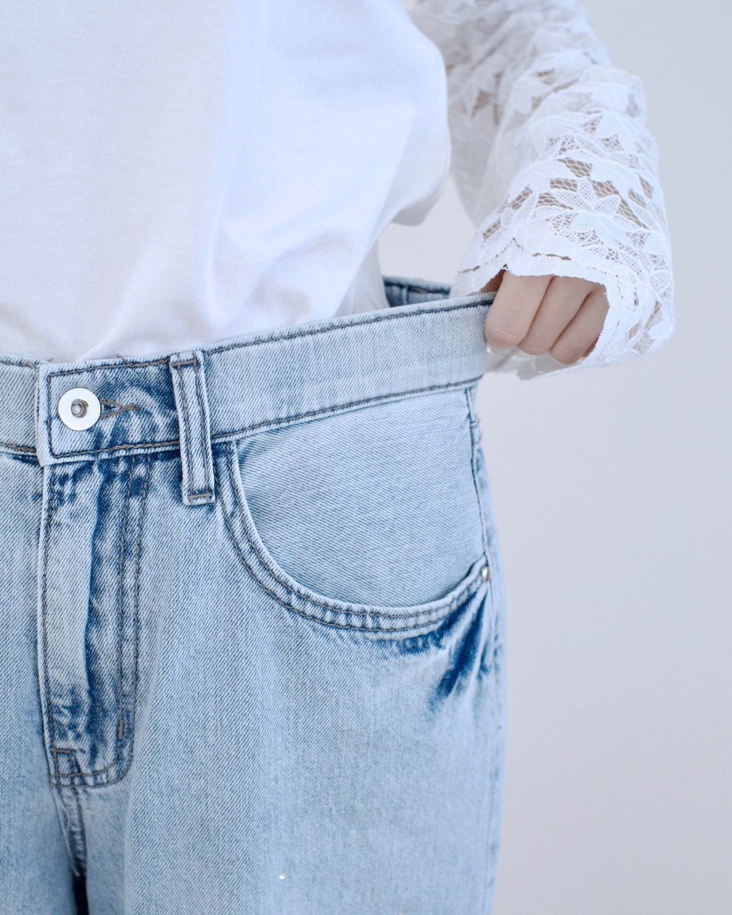 Howluk Lace釘珠閃石牛仔褲