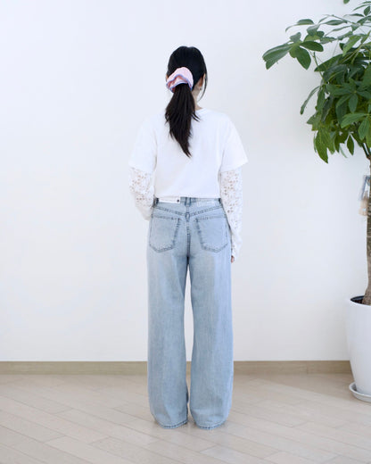 Howluk Lace釘珠閃石牛仔褲