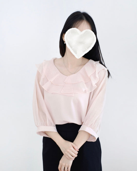 韓國Ruffle雪紡襯衫