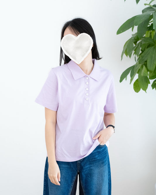 韓國閃石花花鈕扣Polo