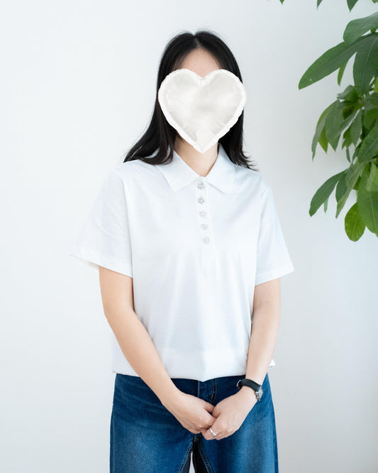 韓國閃石花花鈕扣Polo