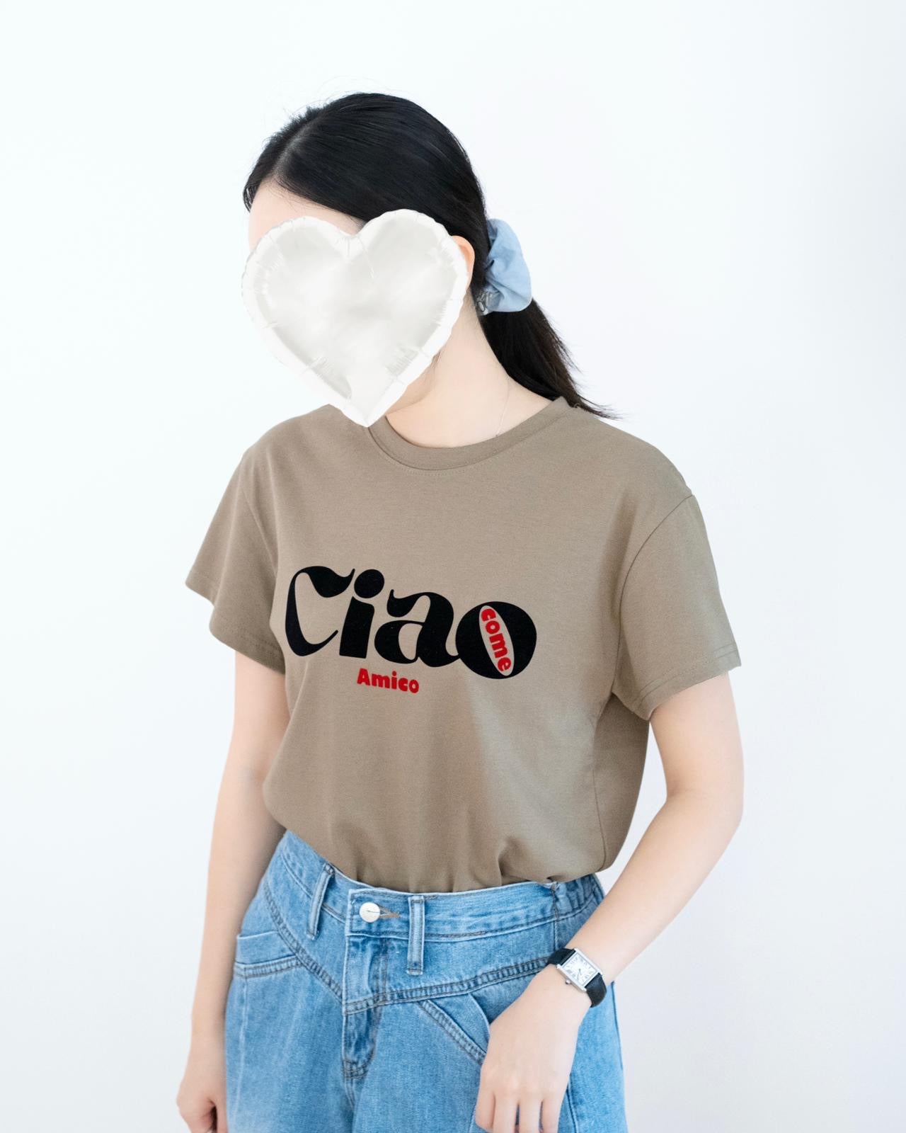 絨面撞色英文字母 Tee