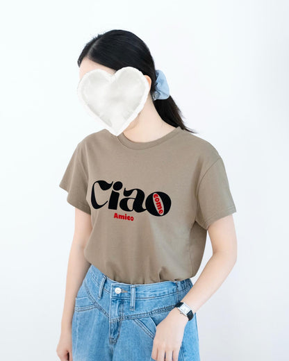 絨面撞色英文字母 Tee