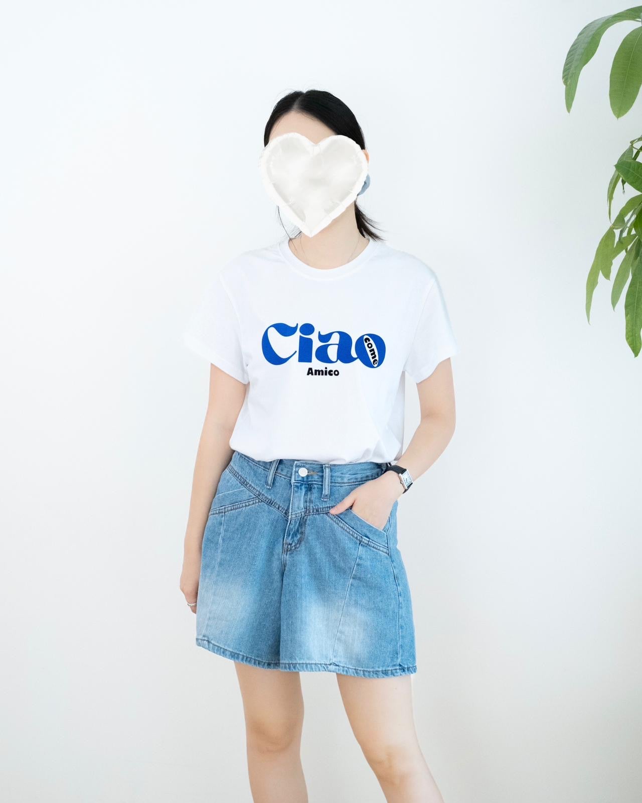 絨面撞色英文字母 Tee