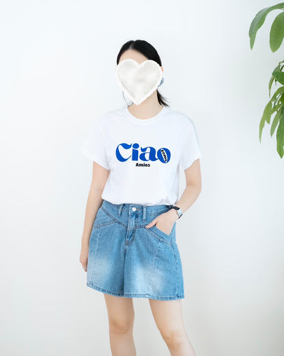 絨面撞色英文字母 Tee
