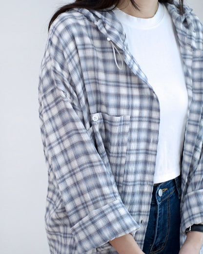韓國長袖格仔裇衫